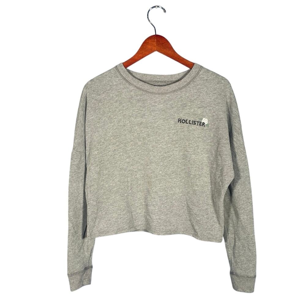 Hollister Lost in Love Sweatshirt Womens XS Gray LS Embroidered Roses Butterfly